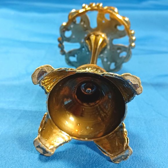 Vintage Victorian Reproduction Ornate Brass Toothbrush Holder 4 Slots - Picture 9 of 9